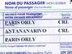 Ticket France - Madagascar - France.